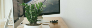 Freelancer's home office perfect for working remotely with Fingercheck to efficiently managing for time tracking and payroll.
