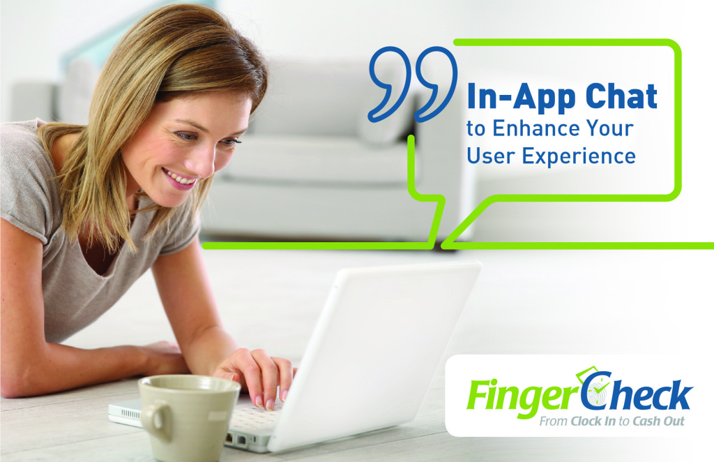 User agent using new FingerCheck In-app Chat on laptop to communicate with support specialists.