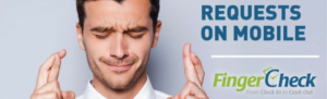 Employee fingers crossed for requests on mobile.