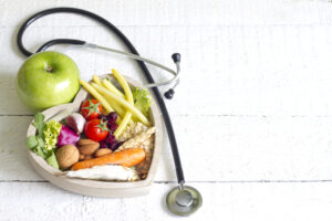 Healthy food in heart diet in honor of Diabetes Awareness Month.