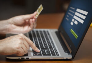 Online shopper enters their paycard's details online.