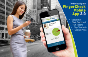Image of browser-based mobile app opened on a smartphone overlaid on woman in New York City using her smartphone to stay in tune with work.