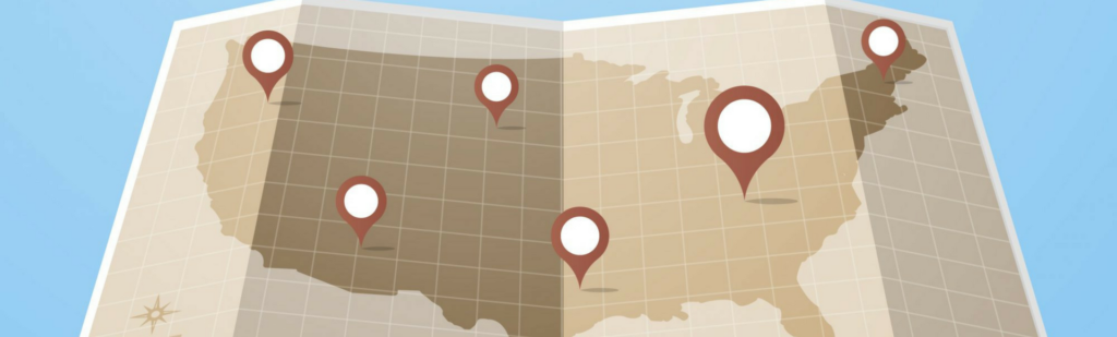 Open map with pins marking nation-wide use of Fingercheck.