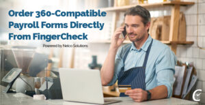 An employer orders his payroll forms directly online from FingerCheck360.