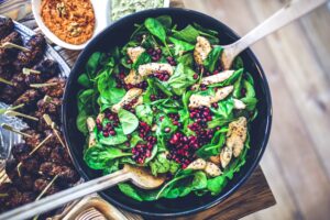 Nutrient-packed healthy salad lunch for beating the mid-day slump.