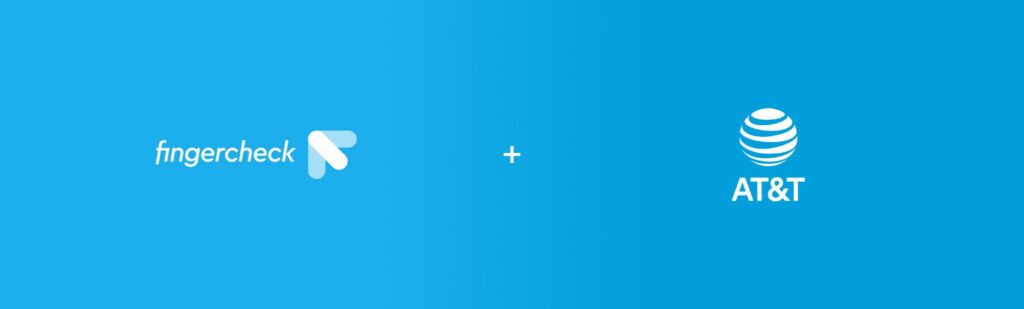 Logo of Fingercheck partnership with AT&T for GPRS time clocks.