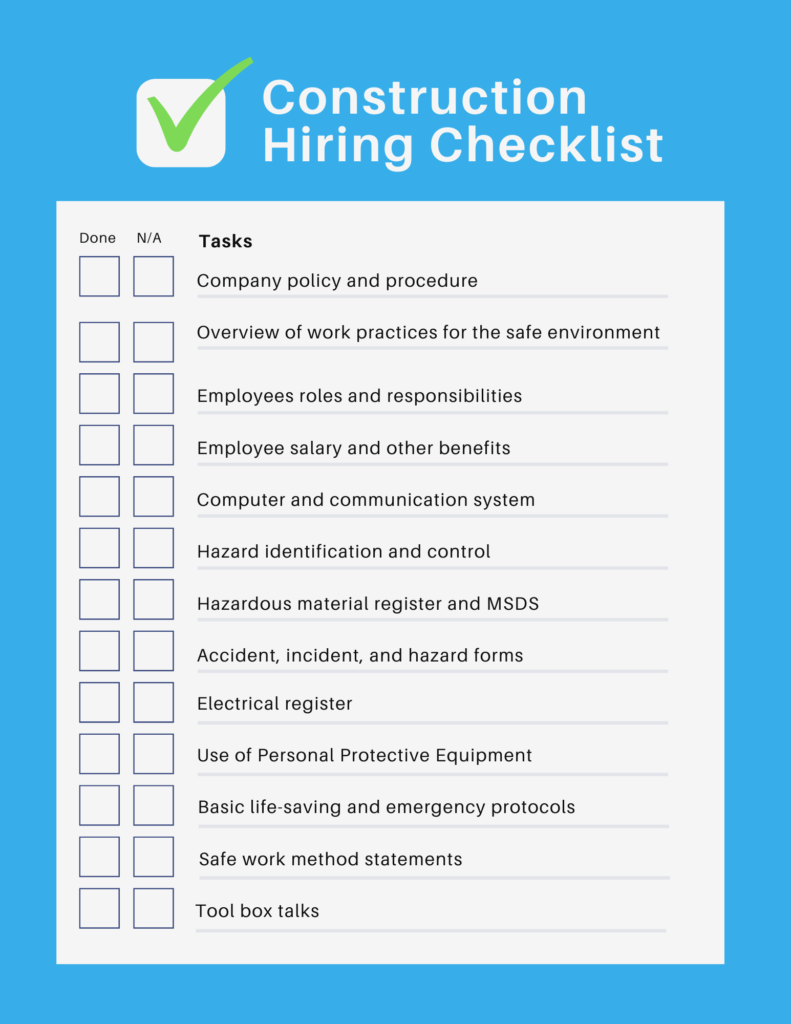 Construction Hiring Checklist