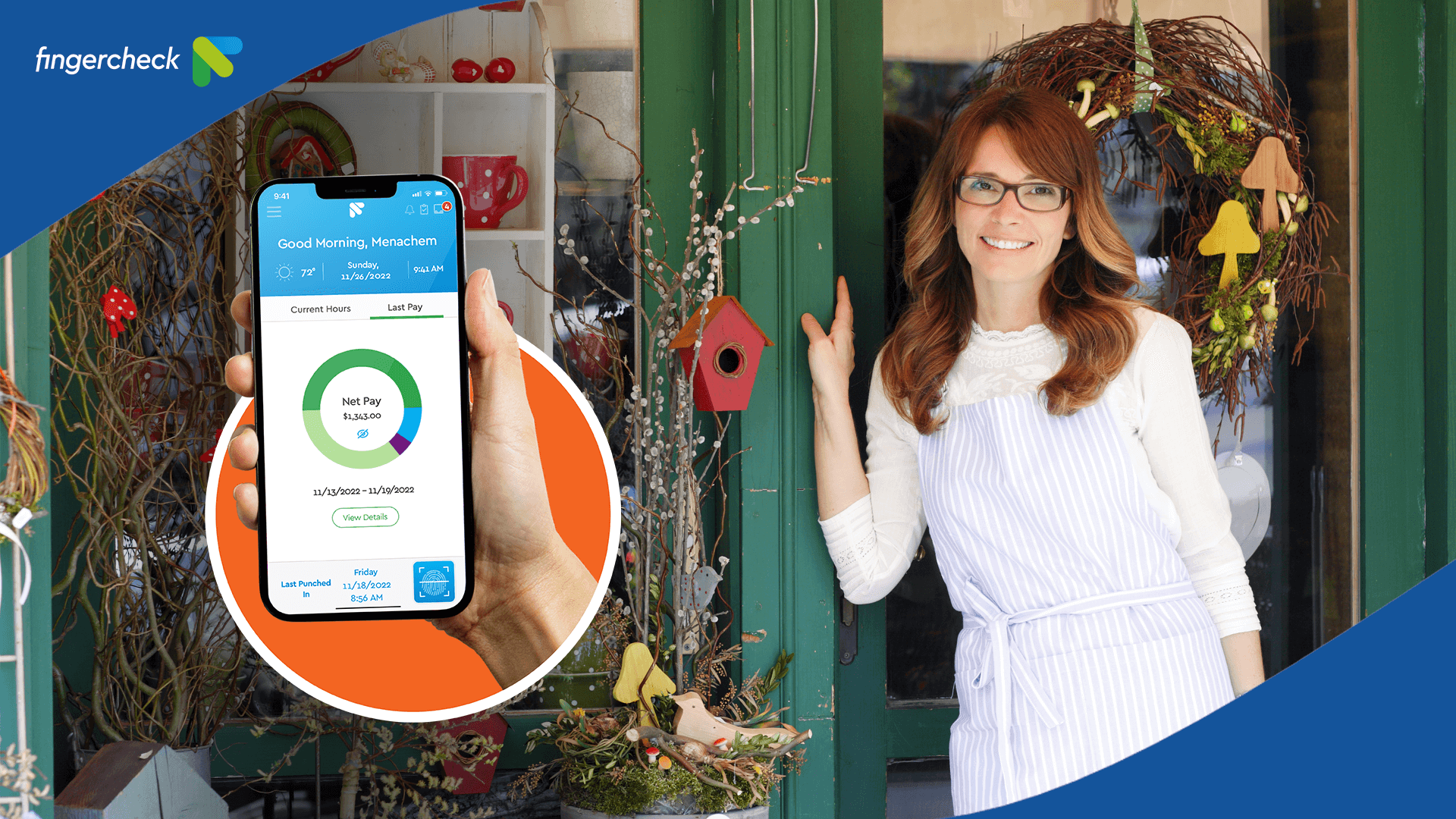 small business owner using Fingercheck app