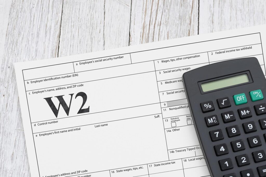 Calculator next to W2