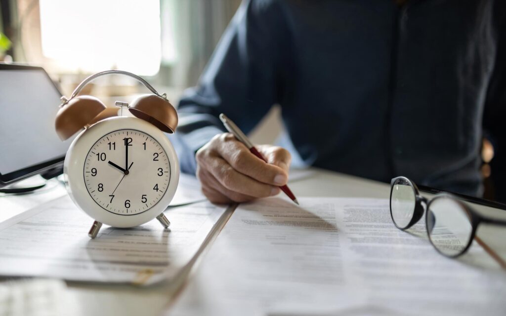 Accountant reviewing time sensitive documents